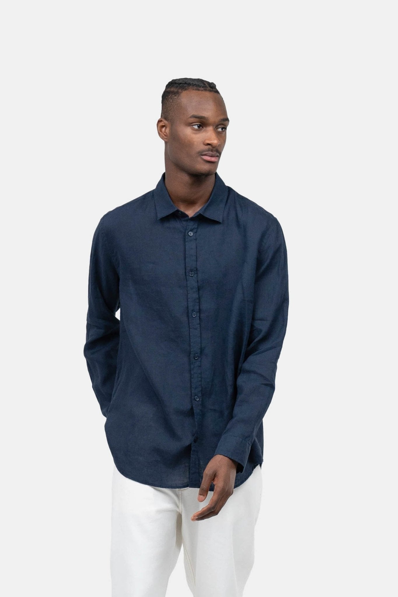 Langærmet Hørskjorte Navy | Skagen-clothing.dk